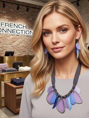 French connection color frontal necklace and earring set